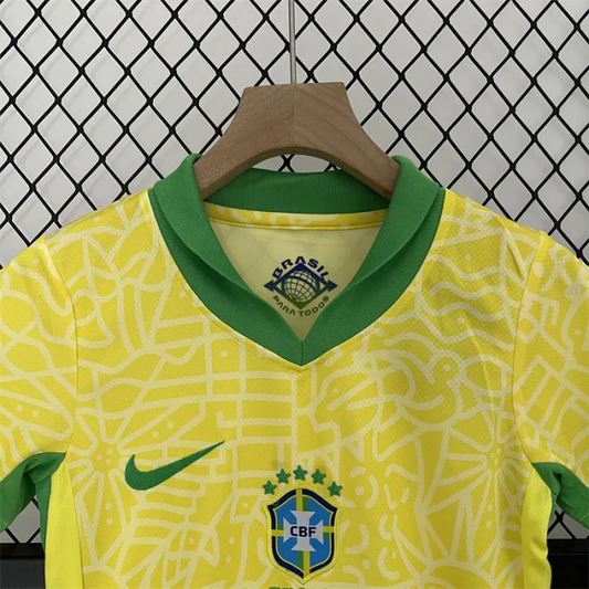 Kids Brazil Home Kit 24/25 Copa America 2024 Football Jersey