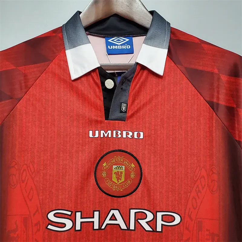 Manchester United Jersey Home Kit 1996 Retro Long Sleeves Football Team Soccer Shirt