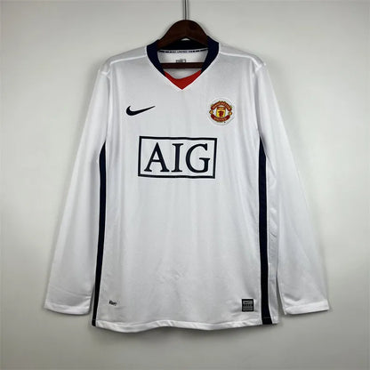 Retro Manchester United Jersey 2007/08 Away Long Sleeve Football Kit Soccer Shirt