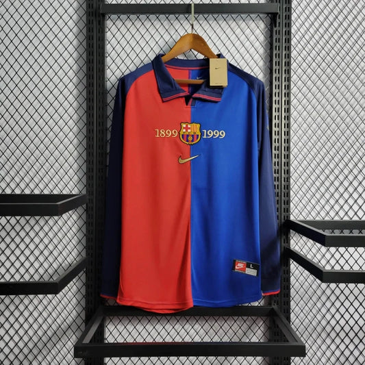 Retro-Barcelona-Jersey-1899-1999-Anniversary-Football-Kit-Soccer-Shirt-Long-Sleeves
