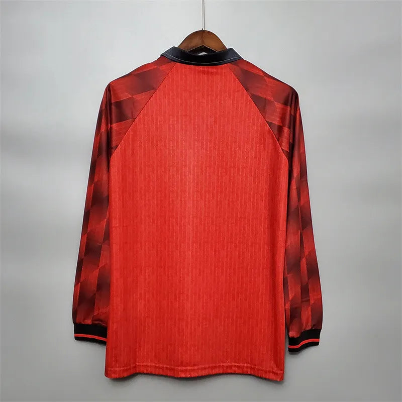 Manchester United Jersey Home Kit 1996 Retro Long Sleeves Football Team Soccer Shirt