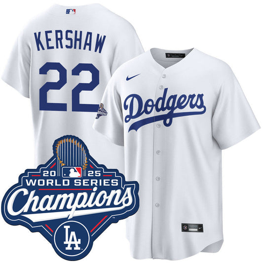 Clayton Kershaw Los Angeles Dodgers Home 2025 World Series Champions Jersey - Royal