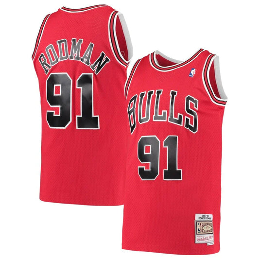 Dennis Rodman Chicago Bulls 1997/98 Hardwood Classics Jersey - Red