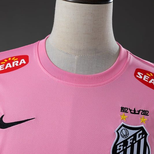 Santos Pink Jersey 2012-2013 Long Sleeves Retro Football Kit Soccer Shirt