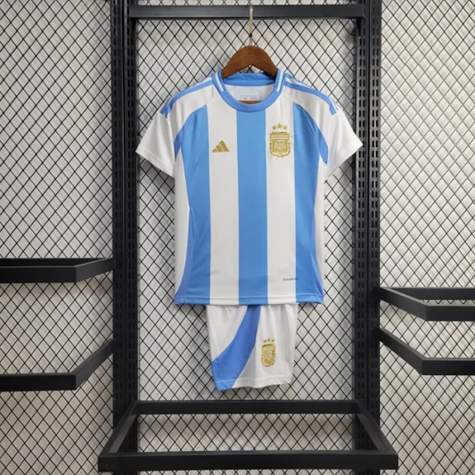 Kids Argentina Home Kit 24/25 Copa America 2024 Football Jersey