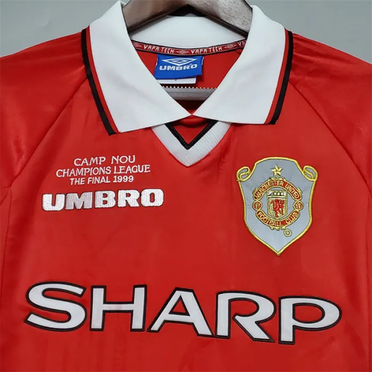 Manchester United Jersey Home Kit 1999/00 Retro Long Sleeves Football Team Soccer Shirt