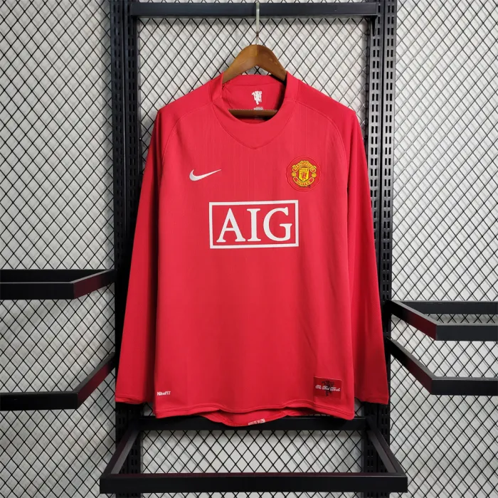 Manchester United Jersey Home Kit 07/08 Retro Long Sleeves Football Team Soccer Shirt