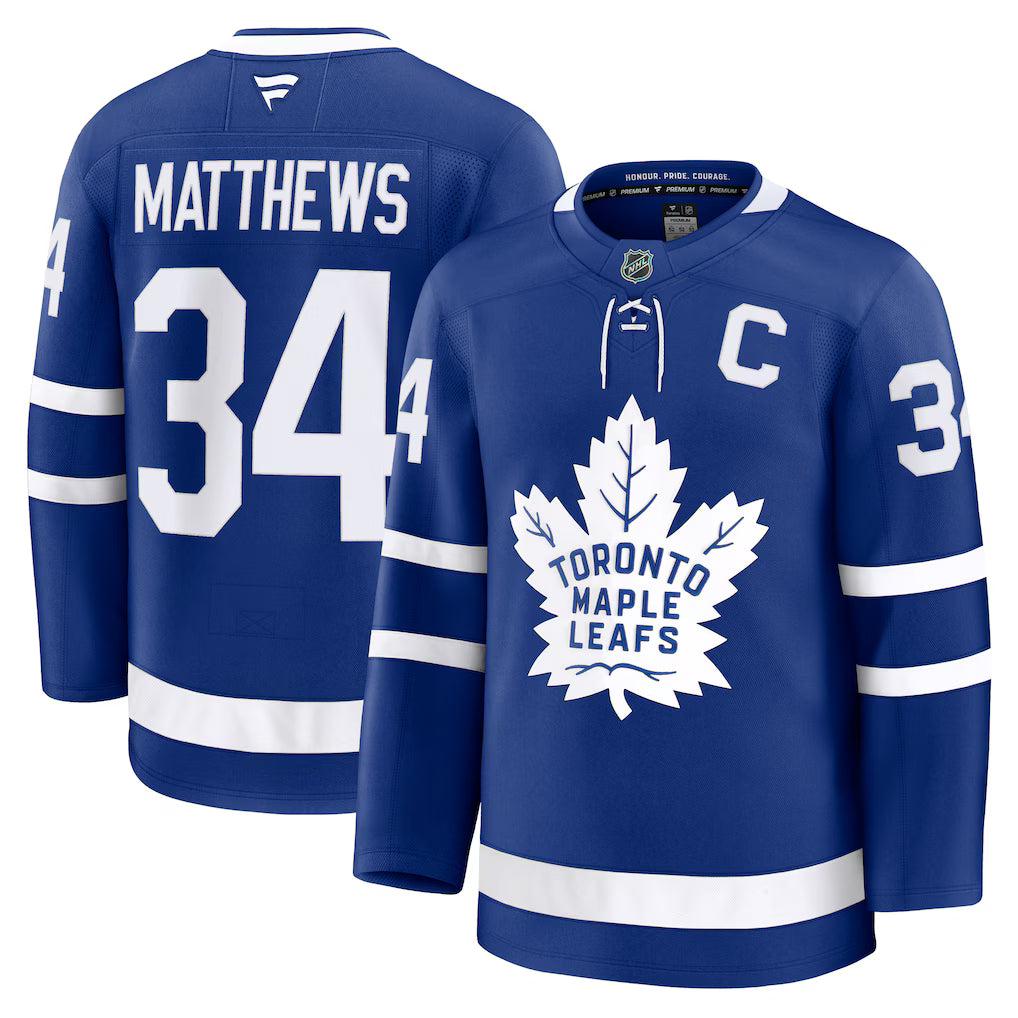 Auston Matthews Toronto Maple Leafs Captain Patch Home Premium Jersey - Blue