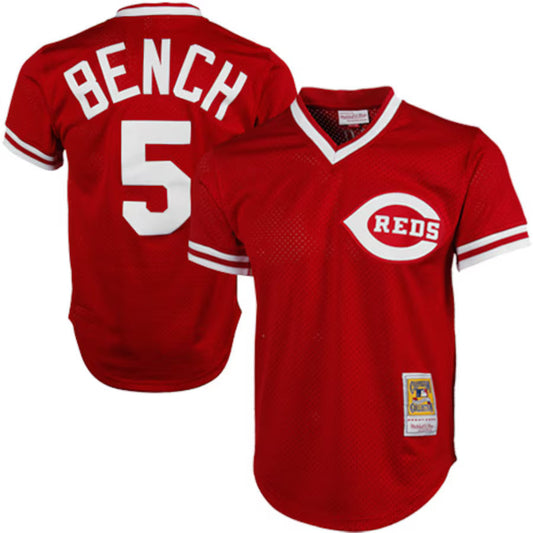 Johnny Bench Cincinnati Reds 1983 Cooperstown Collection Mesh Batting Practice Jersey - Red