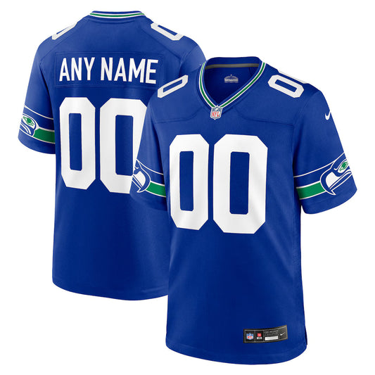 Custom Seattle Seahawks Throwback Jersey - Royal Blue