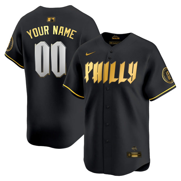 Custom Philadelphia Phillies City Connect “Philly” Limited Jersey - Black Gold